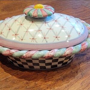 Victoria and Richard MacKenzie-Childs Double Chicken Oval Casserole